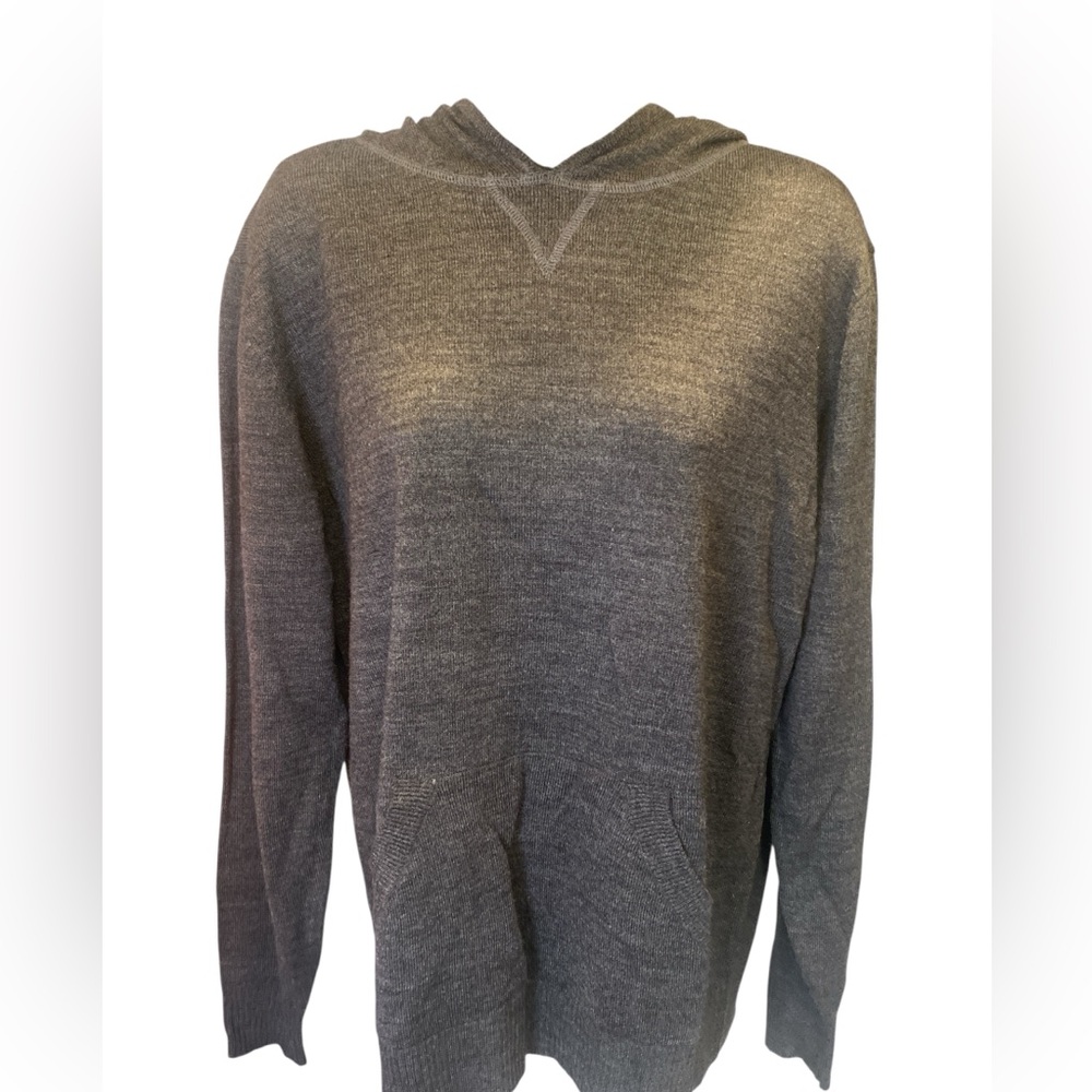 Paper Denim & Cloth Charcoal Grey Ribbed Soft Feel minimalist Hoodie Size M